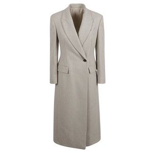Brunello Cucinelli Tailored Beige Coat With Double-Breasted Front - NWT